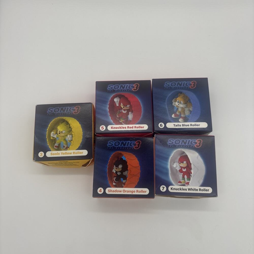 Sonic 3 the Hedgehog Roller Lot of 5 McDonald’s Happy Meal Toys NEW 3,4,5,6,7,